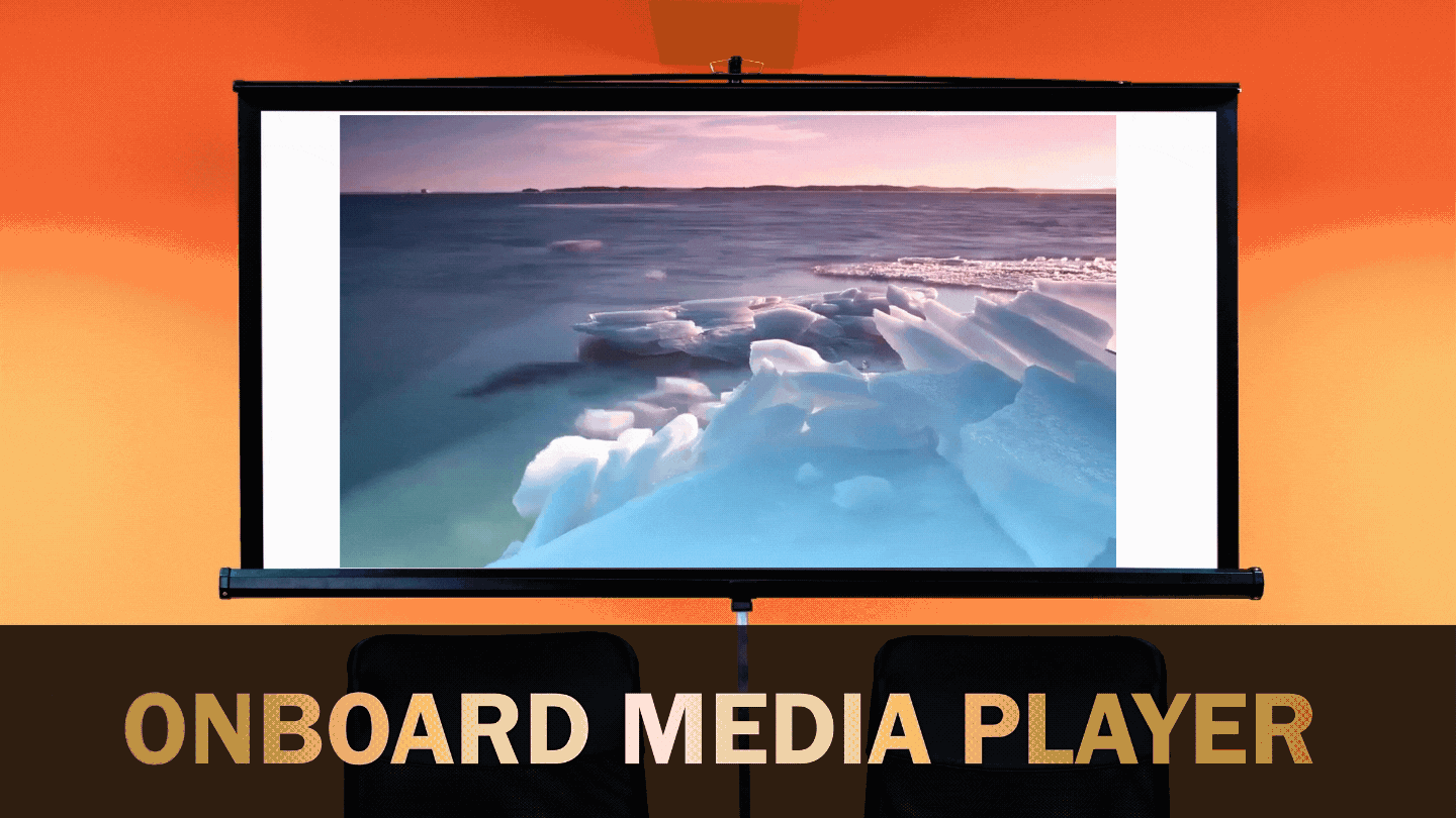 On board media player - gif of time lapse of ice with boats sailing in the background and currents flowing.